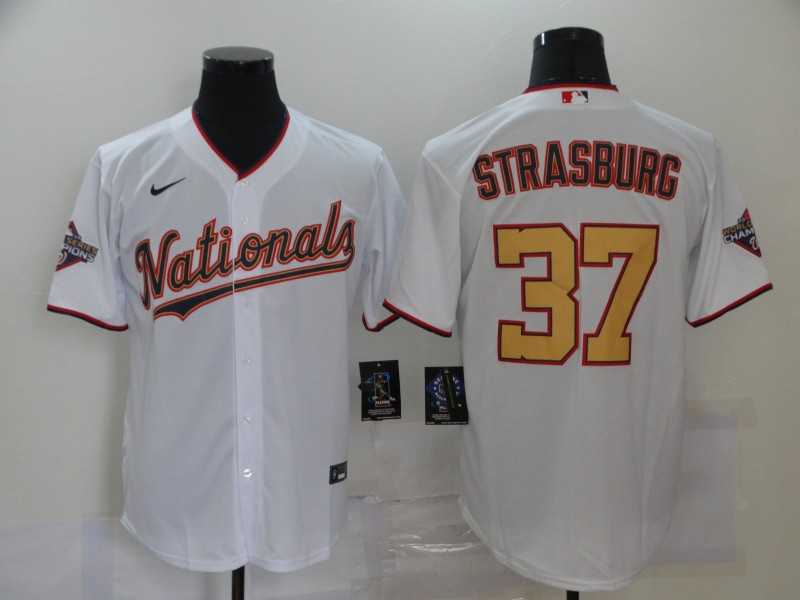 Nationals 37 Stephen Strasburg White Gold Nike 2020 Gold Program Cool Base Jersey,We sell and wholesale Nationals 37 Stephen Strasburg White Gold Nike 2020 Gold Program Cool Base Jersey on line form chian!